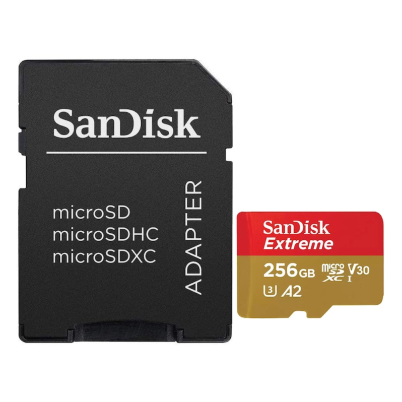 Card de memorie microSDXC SanDisk WD Extreme, 256GB, C10, UHS-I U3, V30, A2 + Adaptor SD