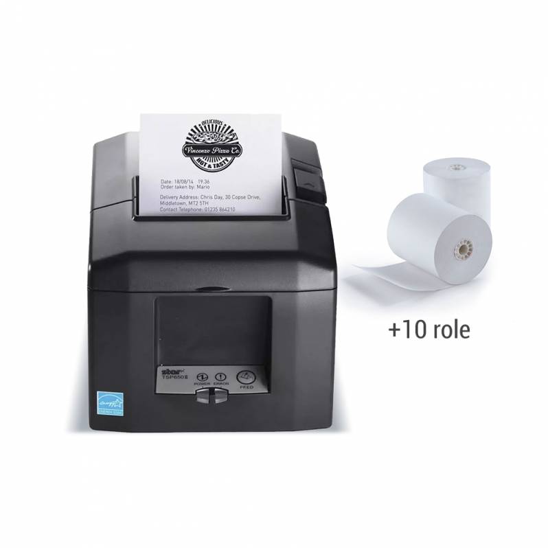 Imprimanta termica STAR TSP654IIU, USB, neagra + 10 role termice