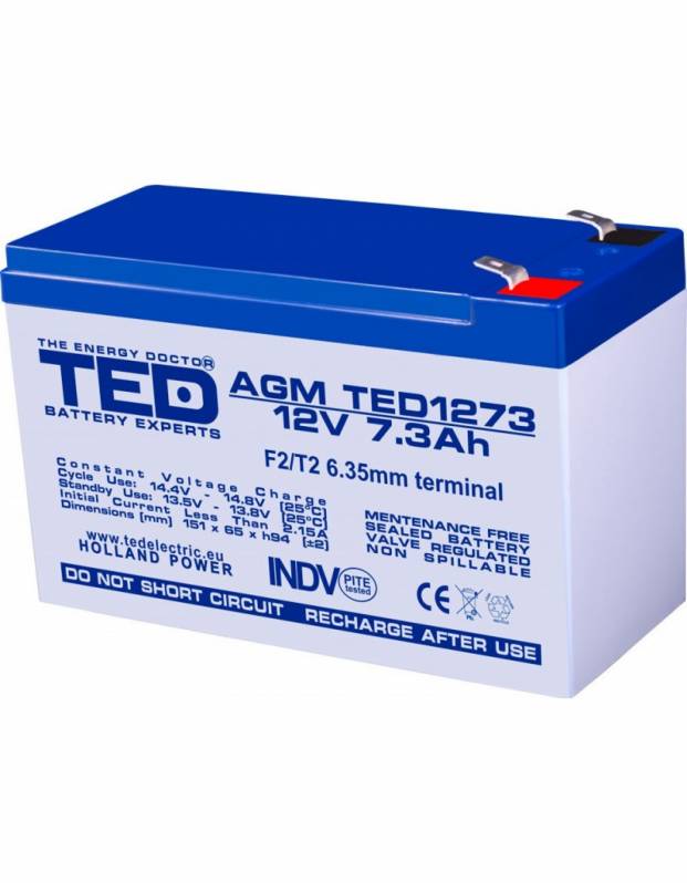 Acumulator TED AGM VRLA 12V 7.3A