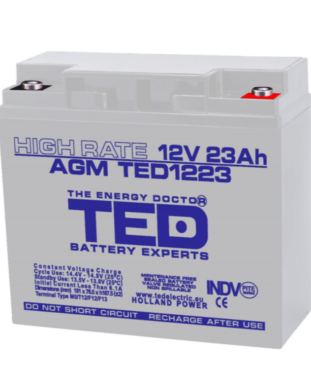 Acumulatorul stationar TED AGM VRLA 12V 23A