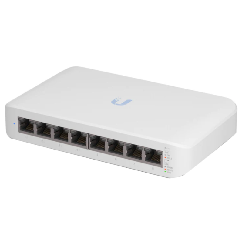 Switch Ubiquiti UniFi USW-LITE-8-POE, 8 porturi, POE, L2, alb