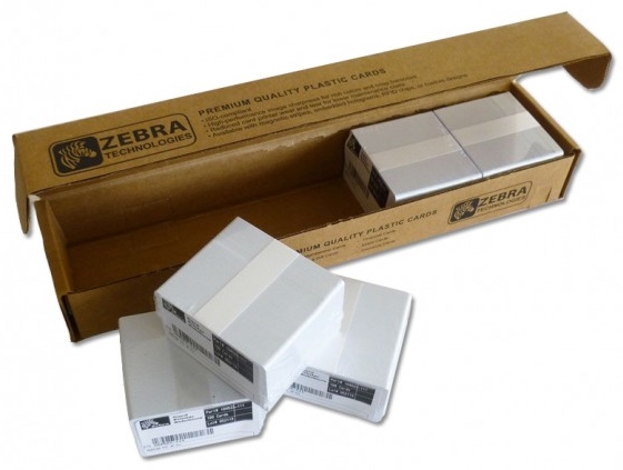 Card PVC Zebra, CR80, alb, retransfer