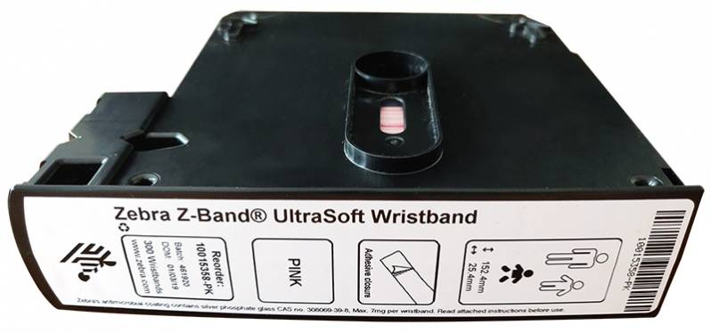 Bratari de identificare Zebra Z-Band Ultrasoft, 25x152mm, roz, cutie, 1800 buc, pentru nou-nascuti