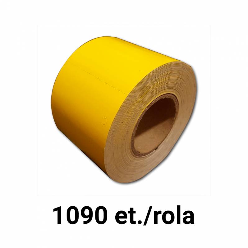 Rola etichete semilucioase ZINTA de raft galbene 80x38mm, 250g/mp, 1090 et./rola