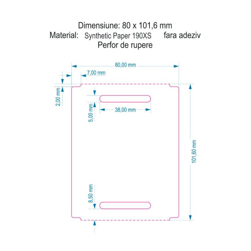 Weiße Kunststoffetikettenrolle ZINTA 80x101,6 mm, 1500 Etiketten/Rolle