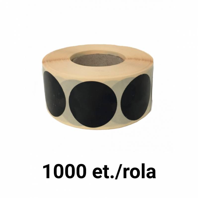 Rola etichete semilucioase ZINTA rotunde negre 30mm, 1000 et./rola