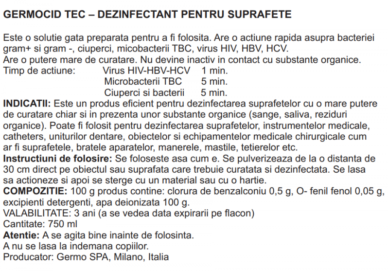 Etichete semilucioase 100x70 mm, personalizare Germocid Tec