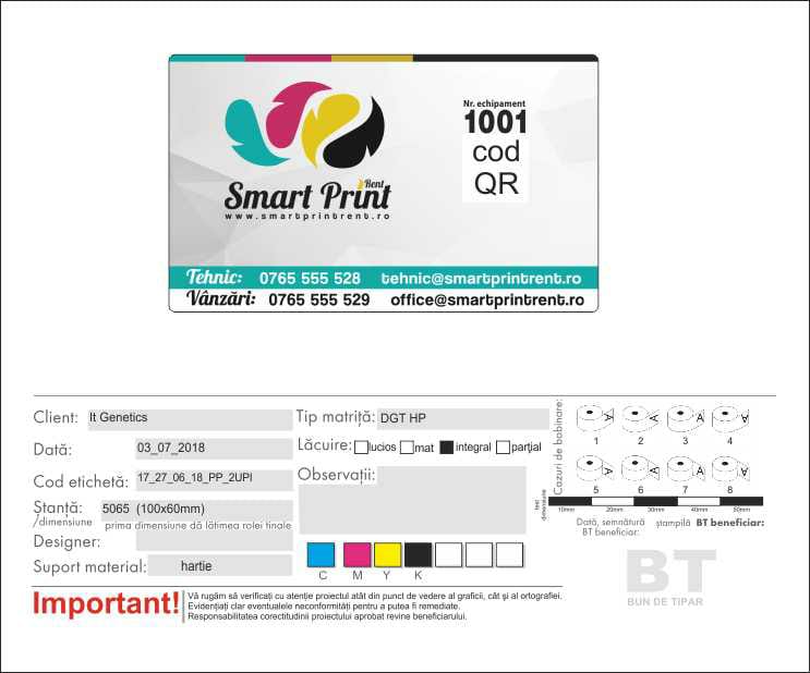 Rola etichete de plastic personalizate SmartPrint 100x60mm, 100 et./rola