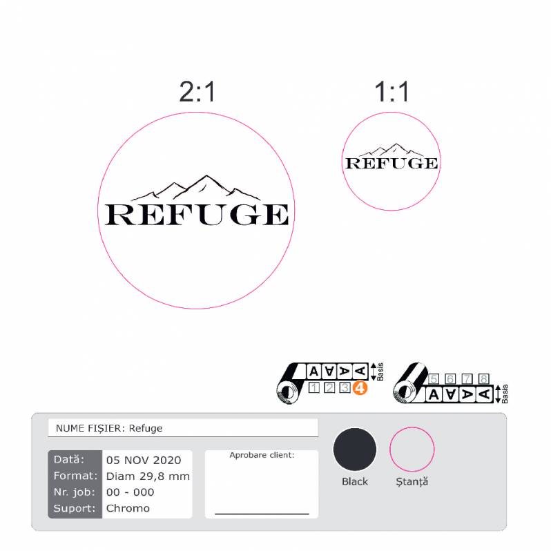 Etichete rotunde 30mm, pretaiate in rola, personalizate Cake O'Clock, 1000 et./rola