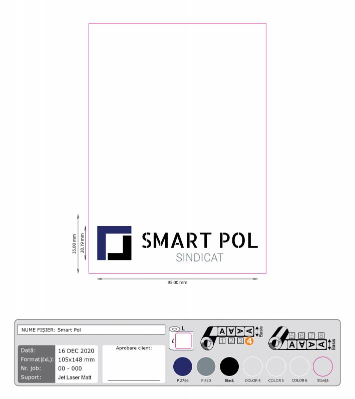 Etichete in coala A6, 105 x 148 mm, 1 et./coala, personalizare SMARTPOL