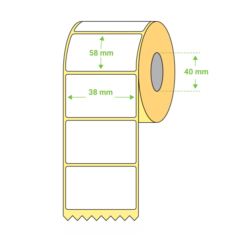 Rola etichete de plastic ZINTA albe 58x38mm, pentru congelate, 1000 et./rola