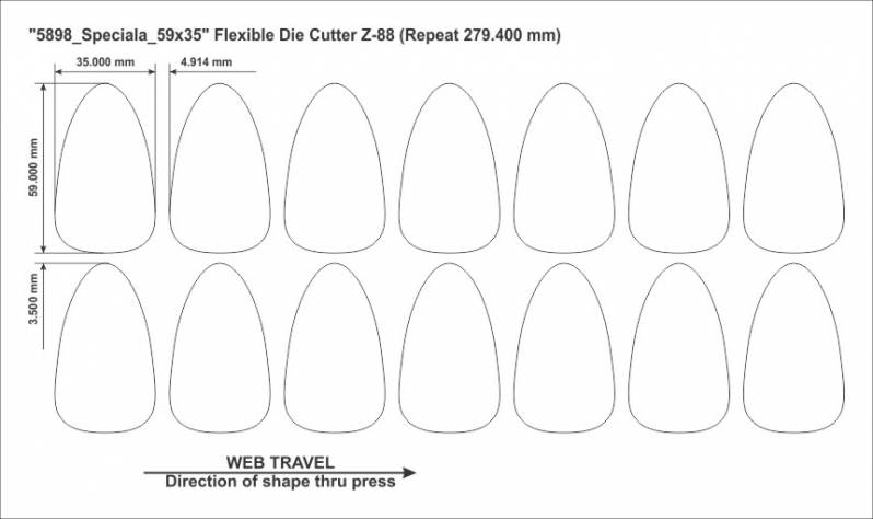 Rola etichete termice ZINTA 59x35mm, 1250 et./rola - Forma Speciala