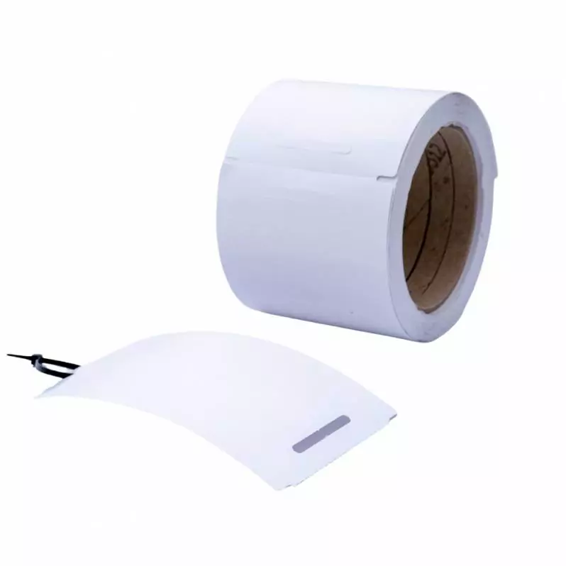 Tag plastic fara adeziv, ZINTA, 80x135mm, 150 gr/mp, 1000 et./rola, perfor, notch