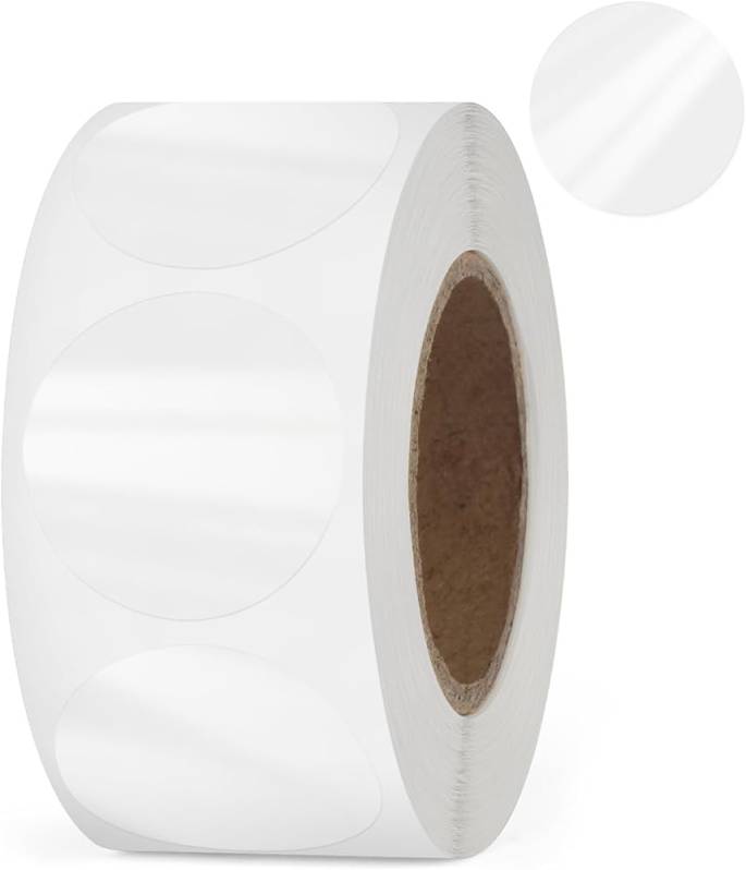 Rola etichete de plastic ZINTA transparente rotunde 30mm, 4000 et./rola